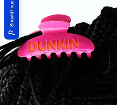 Pink Plastic Hair Claw Clip Solid Logo Accents PARKE DUNKIN Text