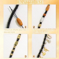 177PCS Hair Jewelry for Braids Gold Dreadlock Cuffs Shell Loc Charms Colorful
