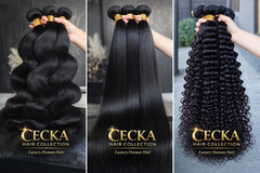 CECKA LUXURY HUMAN HAIR BUNDLES- BODY WAVE / STRAIGHT / DEEP CURLY 100%