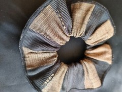 FENDI Pequin pecan Scrunchie Hair Tie Clip Brown Khaki W15cm x H15cm x D0.1cm