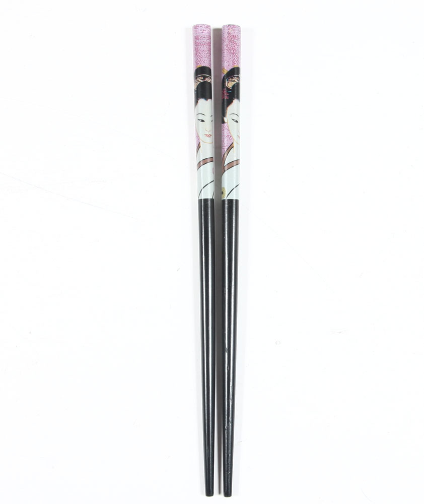 Japanese Kimono Print Wooden Hair Sticks black red white pink green yellow pink