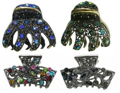 Bella Set of 4 Metal Jaw Claw Hairclips 2 Styles for Unique Hair Styling GL56-54