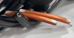 Pair (2) Vintage Caramel Brown Lucite Hair Barrettes Bobby Pins Hair Accessory