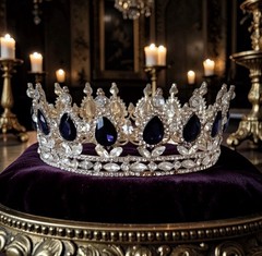 Gold Tone Purple Teardrop Crystal Rhinestone Tiara Crown Baroque Bridal Prom