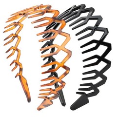 CURASA Zig Zag Headbands For Women & Men 1 Count (Pack of 2), Black/tortoise