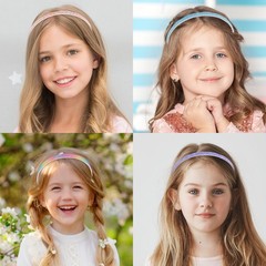 4pcs Plastic Sparkly Cute Non Slip Chunky Hairbands Solid color stars