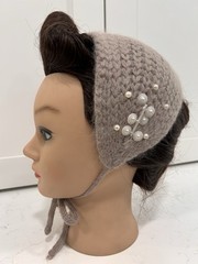 3 Charming VTG Ladies Knit Ear Warmer Tie Headbands Beaded Made In Italy Japan