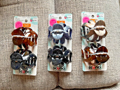 3 Packs of 2 – Scunci Claw Octopus Hair Clips NEW Brown Black Gold Silver