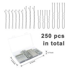 250 Pcs Hair Pins Silver Bobby Pins for Gray White Hair, Wavy Bobby Pins 2inch 2