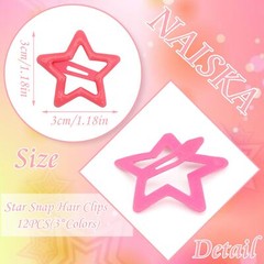 12PCS Pink Star Hair Clips Non Slip Barrettes Multi Colors Hair Decoration