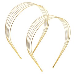 2Pcs Gold Multi Layers Metal Headbands Thin Layered Hairbands Non Slip Hair