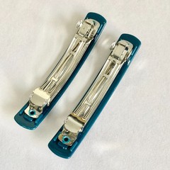 Stay Tight French Barrette Set of 2 Blue Beige Acrylic 3.5″ Long Hair Pop Art
