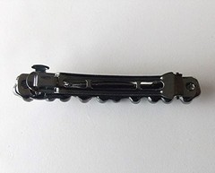 BEAUTIFUL DARK GRAY RHINESTONE & FAUX PEARL FRENCH CLIP BAR BARRETTE-EUC