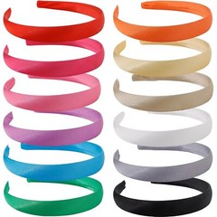 12Pcs 0.8” Satin Headbands for Women – Colorful Plain DIY Cute Girls Head Bands