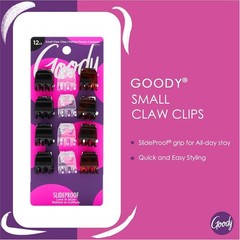 Goody Small Basic Half-Claw Hair Clips, 12-Count – 3-Prong Claw Clips for All Ha