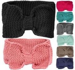 Bow Accent Braided Winter Crochet Knit Headband Ear Warmer