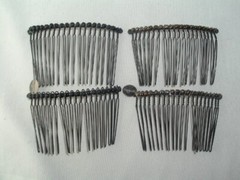 VINTAGE MULTI COLOR GLASS SEED BEAD METAL SLIDE HAIR COMB SETS HAIR ACCESSORY