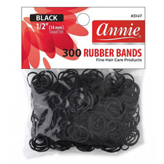 300PCS Black Hair Rubber Bands 14mm Elastic Hair Ties for Braids Ponytails