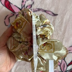 NWT Japan Tokyo Disney beauty and the beast yellow ponytail holder big scrunchie