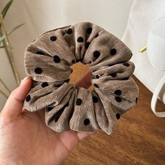 4 PCS Velvet Polka Dots Hair Ties Bands Elastic Scrunchies Ponytail Holders