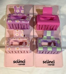 Scunci by Conair Hair Claw Clips Flowers & Checks Set of 4