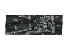 Black Paisley Twisted Knot Cotton Wide Stretch Headband