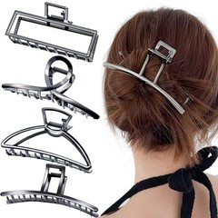 AIBEE Large Metal Hair Claw Clips, 2023 Stylish 1 Count (Pack of 4), Metallic
