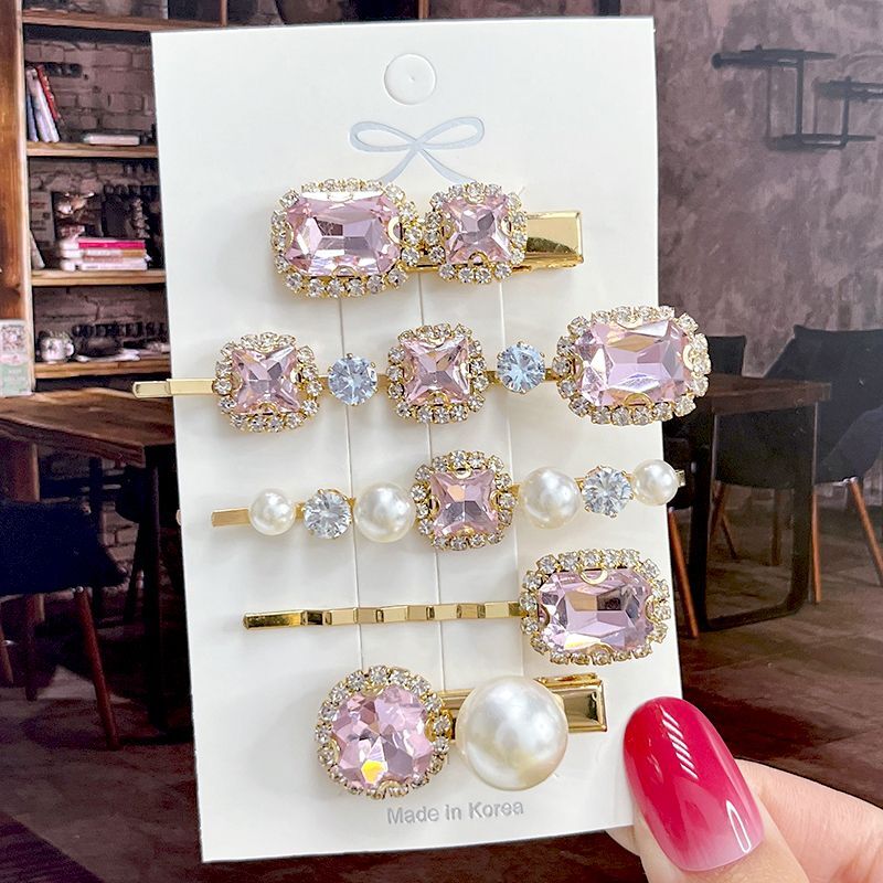 Shiny Crystal Pearl Barrettes – Waterdrop Hair Clip Geometric Hairgrips Headwear