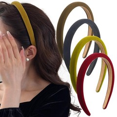 4 PCS Solid Color Thin Velvet Headbands Women Non Slip Comfortable Hairband