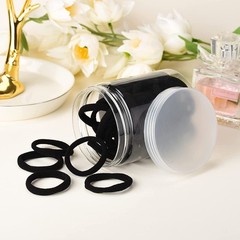 50PCS No Damage Black Hair Ties – Seamless Cotton Spirals for Thick Curly Hair