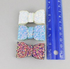 small glitter bow set barrette hair clip 1 5/8″ wide White Turquoise Multi Color