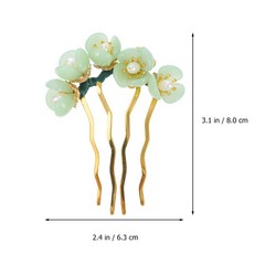 2pcs Jade Flower Hairpins Retro Traditional Side Combs Hanfu Bun Updo Holders Gr