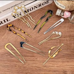 12 PCS U-Shaped Pearl Hair Pins for Women – French Twist Bun Updo Styling Access