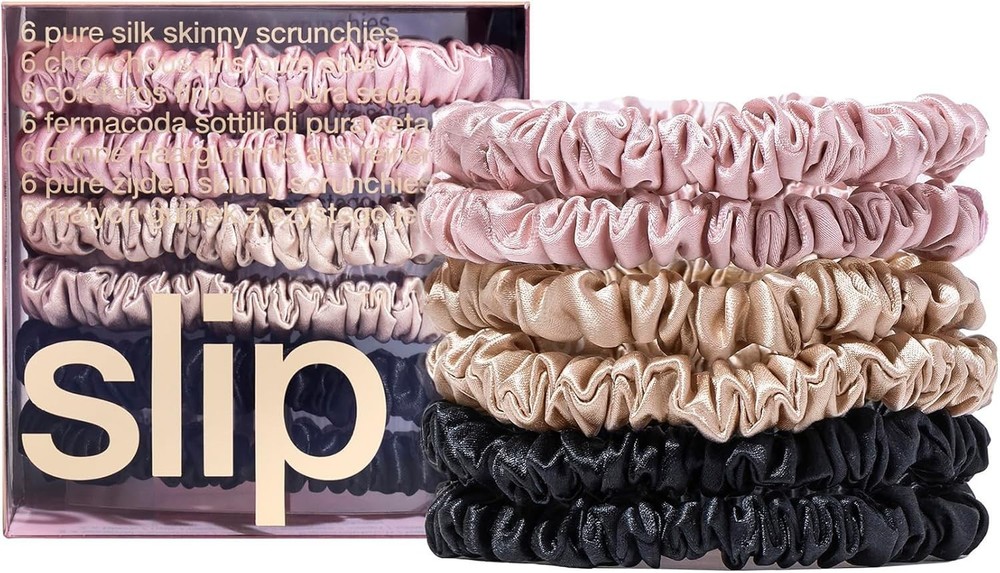 Slip Silk Skinnie Scrunchies Set Pure Mulberry Silk Hair Ties Pack of 6