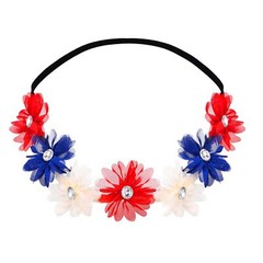4th Of July Headband Red White Blue American Flag Independence Day Floral Flower