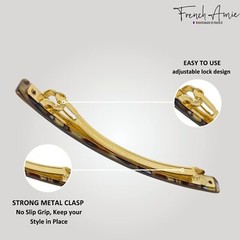 French Amie Long and Skinny Bar Large 4 1/4″ Celluloid Handmade Hair Clip