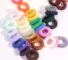 Spiral Hair Ties – 40Pcs Solid Colorful Phone Cord Ponytail Holder Spiral Elasti