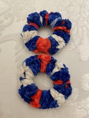 Scrunchie Handmade Crochet . USA Red White Blue. Chenille Patriotic