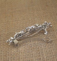 2x New Silver Tone Flower Rhinestone clear Color Hair Clip Barrette 590122