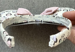 Disney Minnie Mouse Ears Headband Pink Bow Cream Patterned NWT Pastel Park Wear