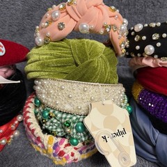 knotted Jeweled Headband Lot Of 14 Pearl Rhinestone Embellishment Velvet Fashion