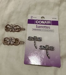 Retro Hair Clips – Set Of 2, Flower Gemstone Dragonfly Barrettes