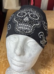 TawGear Sugar Skull Black Studded Rhinestone Headband Wrap Biker Motorcycle