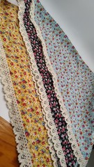 Lot of 3 Floral Cotton Hair Bandana Head Scarf Crochet Lace Trim Cottagecore…