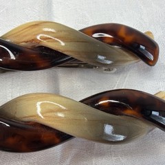 Braided Tortoise and Striped Celluloid Hair Barrette Vintage Goody – 2