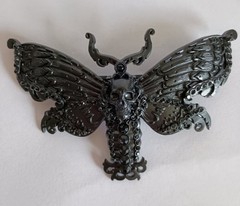 KILLSTAR Death Moth Barrette, Skull Accent, Rhinestone Accents, Metal Hair Clip