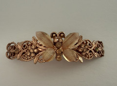 Hair Barrettes Lucite & Rhinestone Butterefly, Black Flower,Small Bar w/Stones