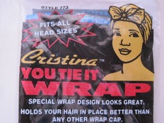 Vintage You Tie It Hair Wrap Cap Cristina 773 Fits All Head Sizes Front Bow USA
