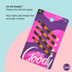 Stay Tight Hair Barrettes, 4 Ct, Mock Tort, Slideproof Flat Clips, Comfortable &