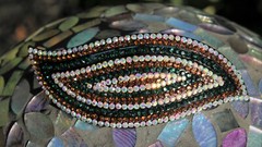 Natural Tones Leaf Hair Clip Multi-Color Aurora Borealis Pave Concentric Barrett